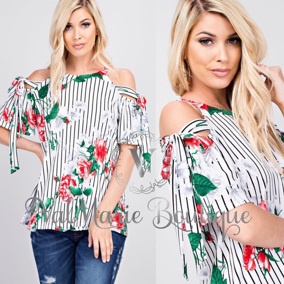 ValMarie Tops - 😍LAST 1- Floral Stripe Blouse Top Shirt